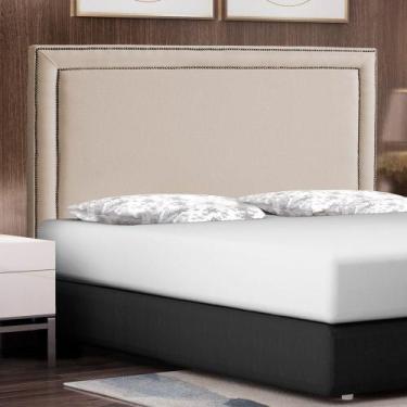Imagem de Cabeceira Cama Box Casal King Size Maísa 195cm Com Frame Veludo Bege -