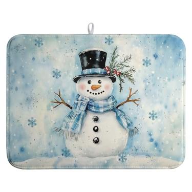 Imagem de Wnoesat Tapete Absorvente Para Secar Louça Super Absorvente, 45X60 Cm, Escorredor De Em Formato Floco Neve Azul Inverno, Acessório Grande Cozinha Microfibra Seca O Natal