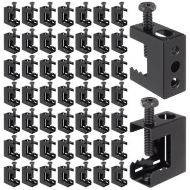 Imagem de AOKLIT Braçadeira de feixe de 1/10.2 cm x 20, braçadeiras C pequenas de metal de aço com mola de 50 peças para instalação em vigas de haste rosqueada de 1/10.2 cm e 3/20.3 cm, ferramenta para