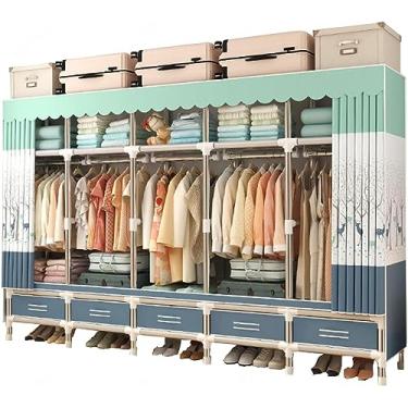 Imagem de Guarda-roupa Portátil Tecido Cvas, Organizador De Armazenamento De Roupas Com 5 Prateleiras D 5 Hging Rail, 5 Gavetas, Grande Durável Cvas Guarda-roupa, B, 250x45x172cm