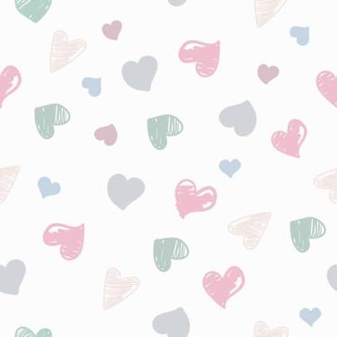 Imagem de Wallderful Papel de parede colorido coração descascar e colar papel de contato branco moderno papel de parede infantil infantil arco-íris pêssego corações decoração de parede para casa de bonecas