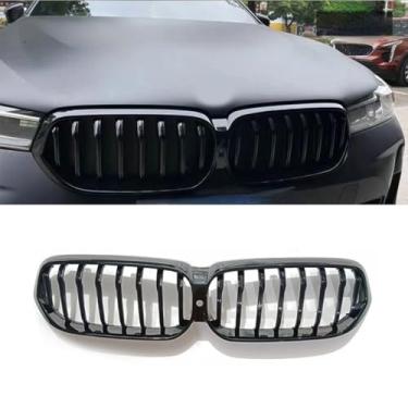 Imagem de Grade de para-choque de carro tiras decorativas kit de corpo de grade de corrida grade de para-choque dianteiro para 6 séries GT G32 2021-2023 peça externa