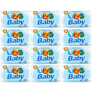 Imagem de Kit 12 Sabonetes Infantis 123 Baby Azul ou Rosa, Azul