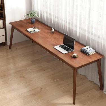 Imagem de Mesa De Escritório Longa De Madeira De Meados Do Século, Mesa De Escritório Extra Grande Para Duas Pessoas, Mesa De Computador De Escritório Em Casa, Walnut, 180x50x75cm(71x20x30inch)