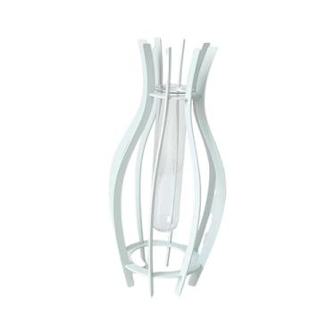 Imagem de Bothyi Vaso de flores de tubo hidropônico de vidro transparente, vaso de flores estético, arranjo floral, recipiente para plantas em estufa interna, Branco 6.5x6.5x20cm