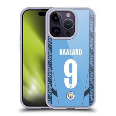 Imagem de Head Case Designs Capa de gel macia oficialmente licenciada pelo Manchester City Man City FC Erling Haaland 2024/25 Players Home Kit compatível com Apple iPhone 14 Pro