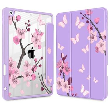 Imagem de May Chen Capa para iPad 9ª geração com suporte para lápis, iPad 8ª/7ª geração de 10,2 polegadas, [suporte de caneta] Capa traseira transparente com suporte para despertar/hibernar com três dobras