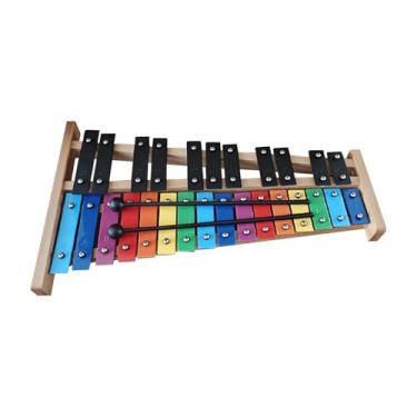 Imagem de Almencla Xilofone de 27 Notas Tamanho Real Glockenspiel Brinquedo Musical Antigo de Madeira para Ensino de Música