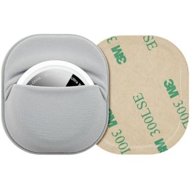 Imagem de Pacote com 2 para suporte adesivo AirTag, capa de tecido com suporte de GPS com adesivo adesivo 3M na carteira/controle remoto de TV/carro/malas de bagagem/drones, capa protetora completa para AirTag