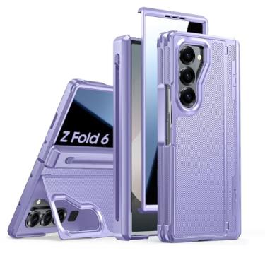 Imagem de Spugan Capa para Samsung Galaxy Z Fold 6 com suporte para caneta S e protetor de tela de privacidade e suporte e proteção de dobradiça, capa de corpo inteiro rígida antiderrapante à prova de choque
