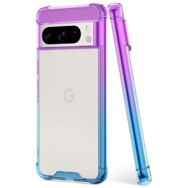 Imagem de SALAWAT Capa para Google Pixel 8 Pro, capa de telefone fina gradiente clara e fofa capa protetora de TPU reforçada com traseira de policarbonato rígido à prova de choque para Google Pixel 8 Pro 6,7 polegadas 2023 (roxo)