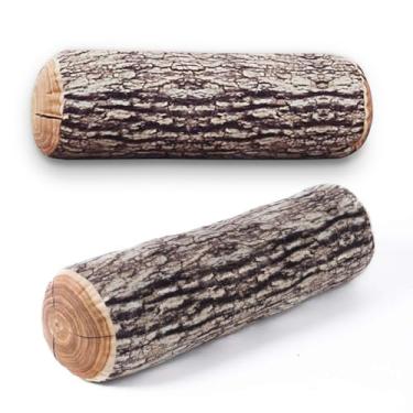 Imagem de Winter Flower Almofada de madeira realista - Almofada de tronco de árvore impressa em 3D, almofada cilíndrica decorativa redonda para sofá, sofá, sala de estar e decoração de casa rústica (pacote com