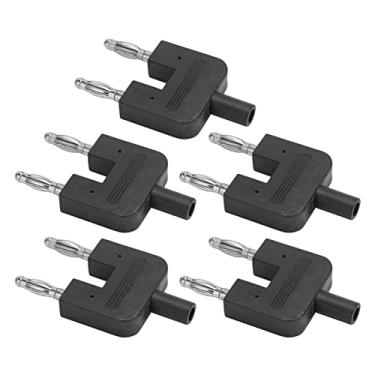 Imagem de Hyuduo Plugue de Banana Dupla de 4 Mm 5pcs Dica Dupla Banana Plug Double Row 1 Fêmea a 2 Macho Com Latão Banhado para Equipamentos Eletrônicos Inversores Industriais (Preto)