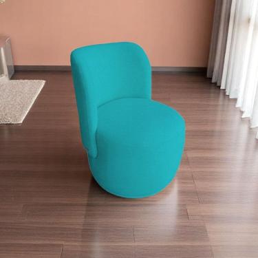 Imagem de Poltrona Organica Sala Recepção Bouclé Bia Azul Turquesa