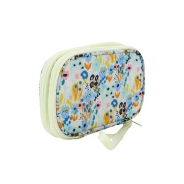 Imagem de Bioworld Organizador técnico com zíper em creme com estampa floral
