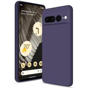 Imagem de Btstring Capa para Google Pixel 7 Pro, capa de silicone macio com proteção de câmera atualizada, capa fina à prova de choque com forro de microfibra antiarranhões, roxo profundo