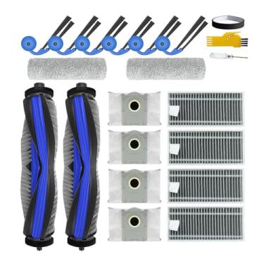 Imagem de aoteng Peças de reposição X9 Pro Omni para ECOVACS DEEBOT X9 Pro Omni / X9 Pro Robot Aspirador de pó 19 pacotes 2 escovas principais, 4 filtros, 6 escovas laterais, 2 esfregões de rolo, 4 sacos, 1