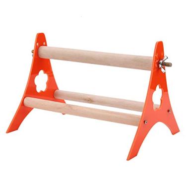 Imagem de Poleiro triangular para pássaros, suporte interativo de treinamento de madeira laranja, tripé externo portátil, brinquedo, ginástica para exercícios para pássaros pequenos,