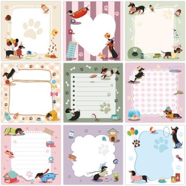 Imagem de ZCPTZ 9 Pads Cute Dachshund Notepads 3" x 3" Self-adhesive Note Pads Fun Memo for Work Office Supplies School Home - Reusable Dachshund Sticky Notes