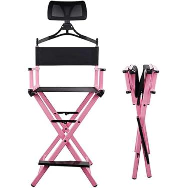 Imagem de Cadeira De Artista Dobrável De 29 Altos, Cadeira De Diretor De Alumínio Com Apoio De Cabeça Para Salão De Estúdio Vity, Cadeira De Diretor Dobrável Alta Protable, Pink