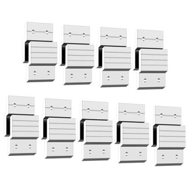 Imagem de Gancho de quadro French Cleat 5 cm super resistente - Pacote com 9 - Kit de ferragens para pendurar no espelho Suportes de montagem na parede - Suporte de clipe de barra Z de alumínio suporta 18 kg