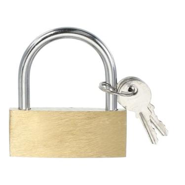 Imagem de PATIKIL Cadeados de latão sólido de 5,6 cm, 1 cadeado com chave diferente e 2 chaves à prova de intempéries para academia, armário, portão, cerca, ambientes externos, internos