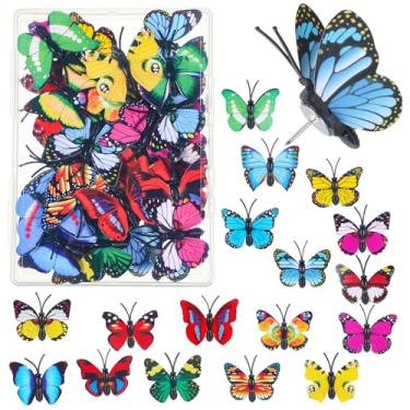 Imagem de 40 pacotes de tachinhas de polegar de borboleta, tachas decorativas para polegar, alfinetes coloridos e fofos, tachinhas de borboleta para parede de fotos, quadro de avisos, decoração de escritório em