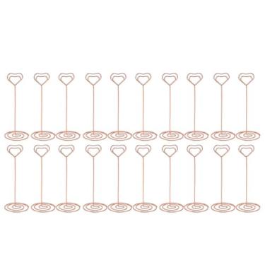 Imagem de Titulares de número de mesa elegantes planos decorativos de ferro exibir números de mesa para festas de casamento aniversário 12cm 20pcs (Ouro rosa)