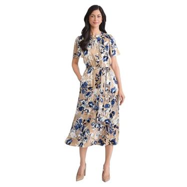 Imagem de Kasper Vestido feminino de cetim com estampa floral, Lt Sand Multi, P