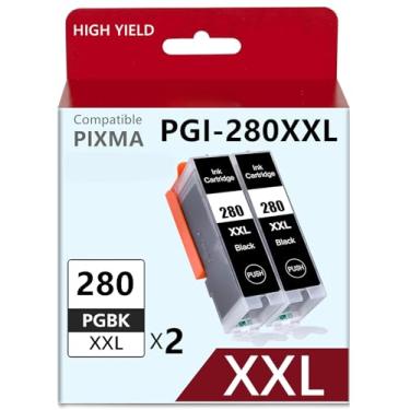 Imagem de Pacote com 2 cartuchos de tinta PGI-280XXL compatíveis com Canon 280 281 cartuchos de tinta CLI-281XXL TS6320, Pixma TS8120, Pixma TS8220, Pixma TS8320, Pixma TS9100, TS9521, Pixma TS702 280XXL PGBK