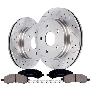 Imagem de Vipcar Kit De Pastilhas E Rotores Freio A Disco Dianteiro Para Dodge Ram 1500 Pickup 2006-2010, 2011-2018/Classic 2019-2023, 2007-2009 Chrysler Aspen/Dodge Durango, Rodas 5 Parafusos