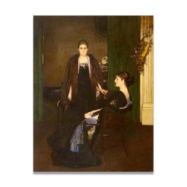 Imagem de Not Looking At Each Other John Lavery Classic Realist Portrait & War Scene Canvas Art – Decoração de parede de arte irlandesa para casa 39,9 x 52 cm Un Framed