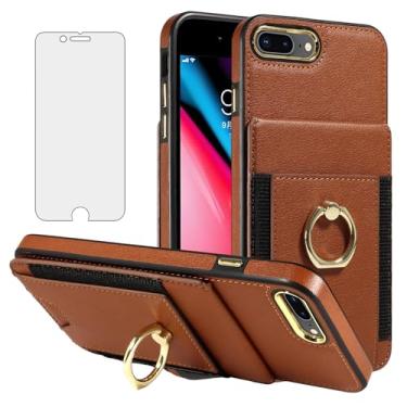 Imagem de Asuwish Capa de celular para iPhone 7plus 8plus 7/8 Plus capa de celular carteira com protetor de tela fina de couro PU com compartimento para cartão com bloqueio de RFID suporte i Phone7s 7s + 7+ 8s