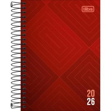 Imagem de Tilibra - Agenda Espiral Diária 12,9 x 18,7 cm Zip 2026 - Retângulos Vermelhos