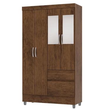 Imagem de Guarda Roupa Solteiro 103cm Com Espelho Ideal Imbuia Rústico - Vila Rica