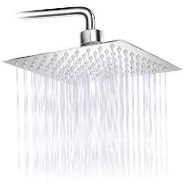 Imagem de Chuveiro Ducha Quadrado Inox Area Externa Piscina Banheiro Modelo Curvado Prata