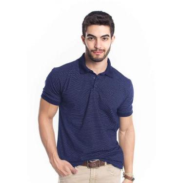 Imagem de Camisa Polo Masculina Preta com Poás - Tony Menswear, Azul escuro, GG