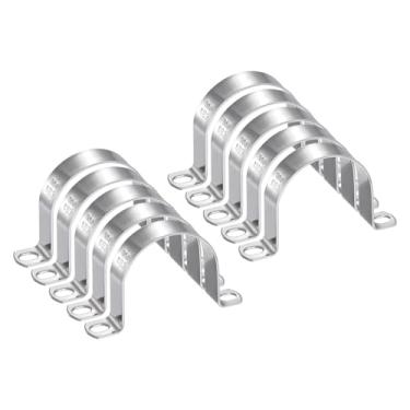 Imagem de HARFINGTON 20 braçadeiras de conduíte de 63 mm de 63 mm, braçadeira de tubo M63 U, correia rígida de aço inoxidável, suporte em forma de U com dois furos para cabo de fio de mangueira de tubo, grosso