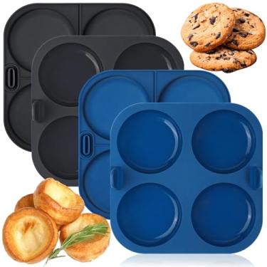 Imagem de Webake Frigideira Air Fryer Yorkshire para assar, lata de pudim de Yorkshire de silicone antiaderente com alça, sem BPA, conjunto de 4