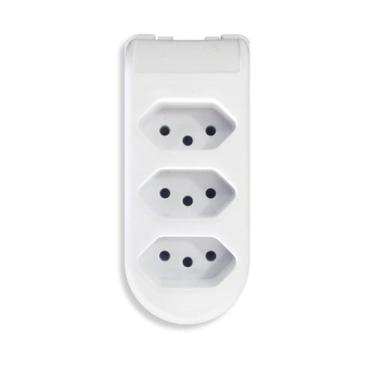 Imagem de Tomada em Barra 3 Vias 2P+T 10A 250V Branca Pluzie