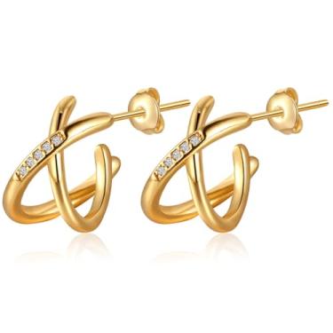 Imagem de LOMISS BRINCO FOLHEADO A OURO 18K X COM ZIRCÔNIA CRAVEJADA (DOURADO)