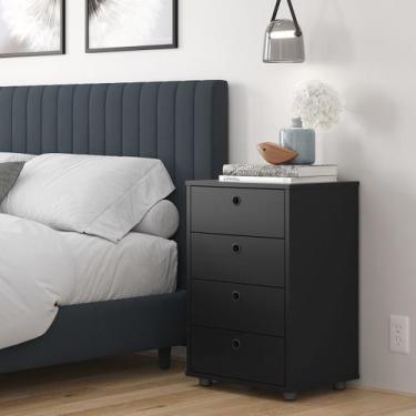 Imagem de Mesa de Cabeceira Classic 4 gavetas Decore Móveis - Prado Móveis, Pret