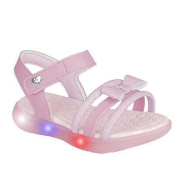 Imagem de Sandália Infantil Menina Kidy Flex Light Luzes LED Rosa, 24