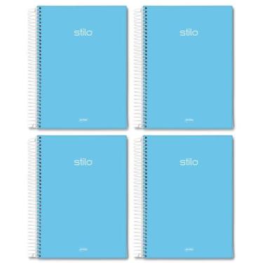Imagem de Kit 4 Cadernos espiral Pequeno 80 folhas 140mm x 200mm Azul - jandaia
