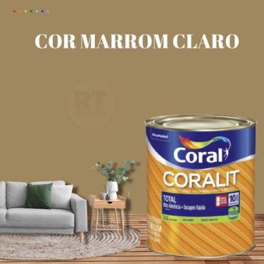 Imagem de Esmalte Sintético Base Água Coral Coralit 800ml Tinta Cor Marrom Aceti