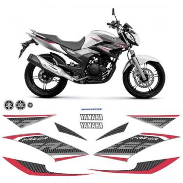 Imagem de Adesivos Yamaha Fazer 250 2017 2018 Moto Branca + Emblemas - SPORTINOX
