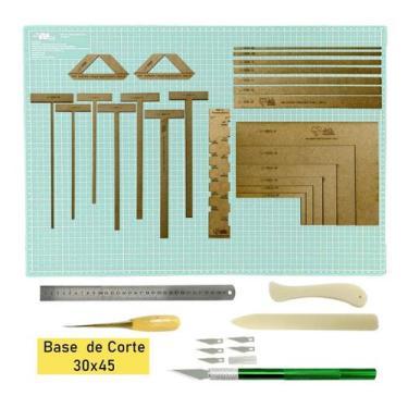Imagem de Base De Corte Tiffany Placa 45x30 Kit de Réguas Para Scrapbook Encader