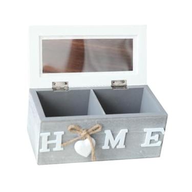 Imagem de Generic Caixa de armazenamento de madeira, organizador de mesa, presentes com tampa transparente, suporte versátil para caixa de joias, mesa de cabeceira para, Azul