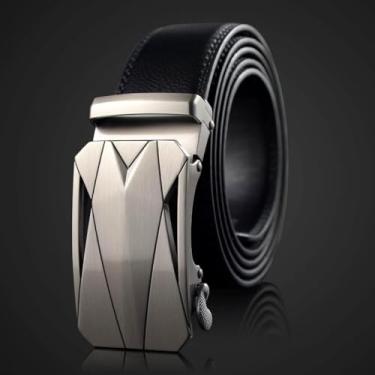 Imagem de Cinto Para Homens, Cintos De Couro Para Homens Para Jes Strap Slim M Preto Com Fivelas Elásticas Para Terno Com Catraca Reversível, Gray Silver, Length 110cm
