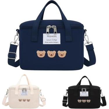 Imagem de Bolsa Térmica lancheira com Alça Ajustável, Design de 3 Ursinhos, Ideal para Marmitas e Bebidas (AZUL MARINHO)